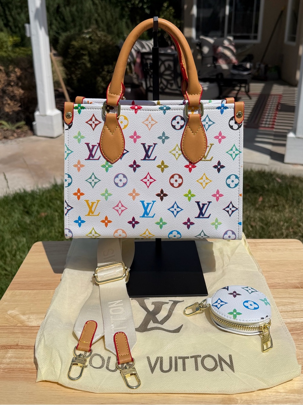 ✨COMING SOON✨ LV Print White Multicolor Monogram Satchel Source Unknown